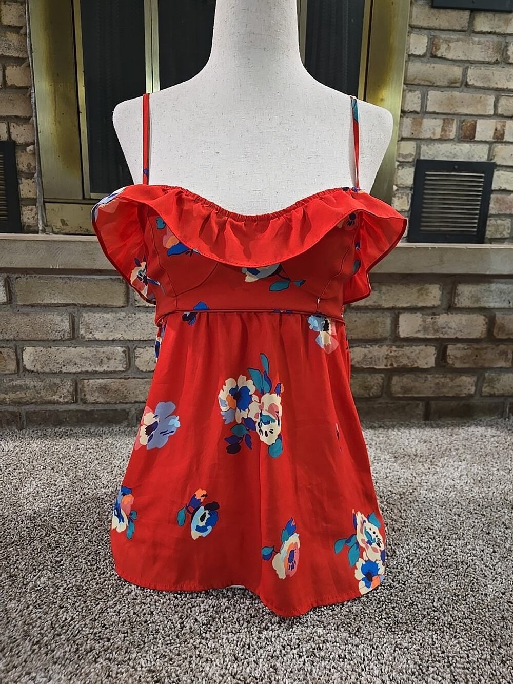 American Eagle 2012 Floral Spaghetti Strap Sleeveless Blouse Top Womans Sz XS